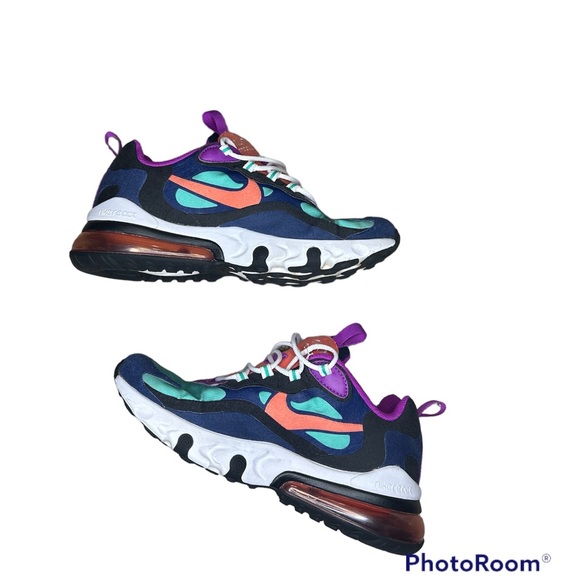 Nike Other - NIKE Air Max 270 React Big Kids GS Sneakers Kinetic Green/Blue Void Size 5.5 Y